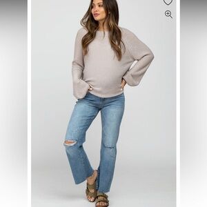 Pinkblush Blue Straight Leg Frayed Hem Maternity Jeans